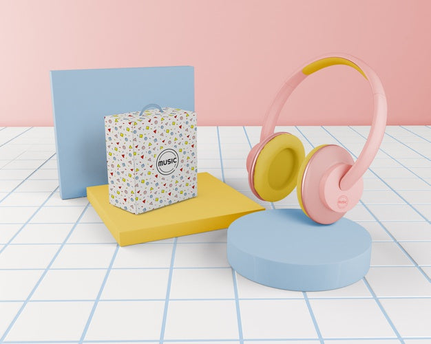 Arrangement With Pink Headphones Psd