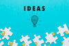 Arrangement With Puzzle Pieces And Light Bulb Drawing Psd