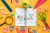 Arrangement With School Supplies And Opened Notebook Psd