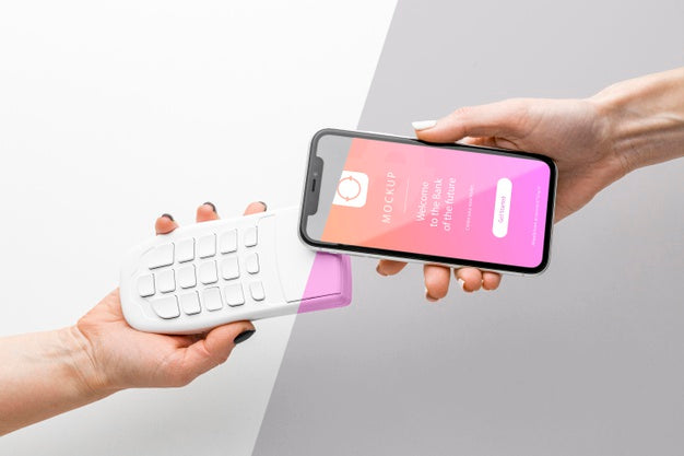 Arrangement With Smartphone Payment App Mock-Up Psd