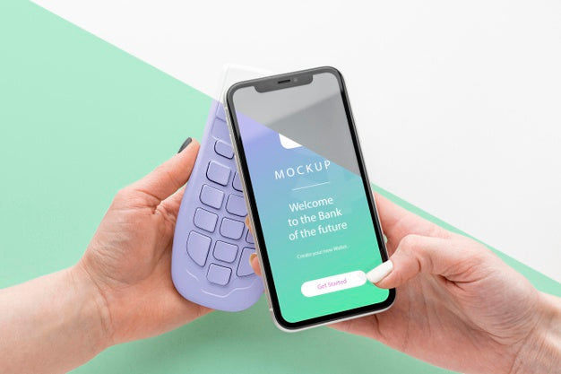 Arrangement With Smartphone Payment App Mock-Up Psd