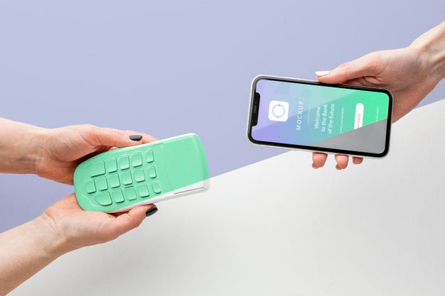 Arrangement With Smartphone Payment App Mock-Up Psd