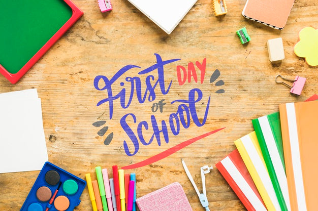 Arrangement With Supplies For First Day Of School Psd