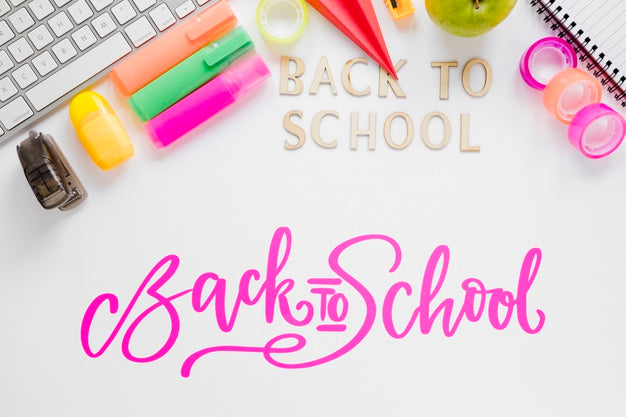 Arrangement With Supplies For Returning To School Psd