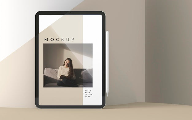 Arrangement With Tablet Screen Mock-Up Psd