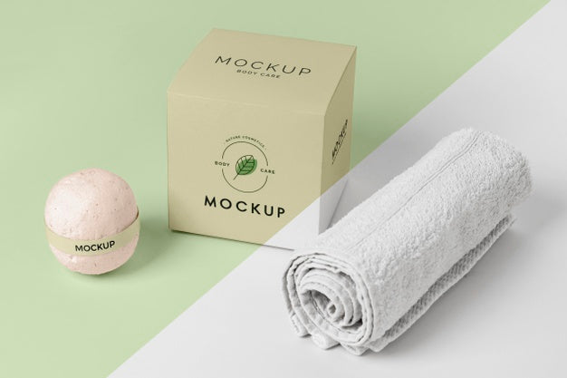 Arrangement With Towel, Bath Bomb And Box Psd