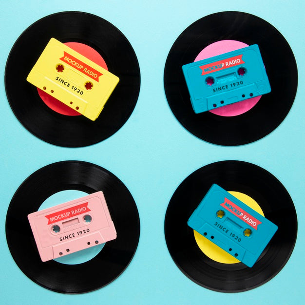 Arrangement With Vinyl Records Mock-Up Psd