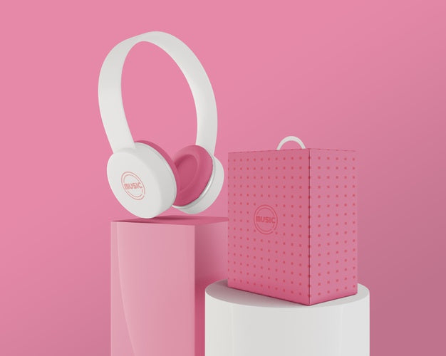 Arrangement With White Earphones Psd