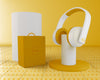 Arrangement With Yellow And White Headset Psd