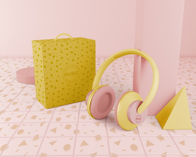 Arrangement With Yellow Headphones Psd