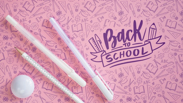 Arrangement With Yellow Supplies For Back To School Event Psd