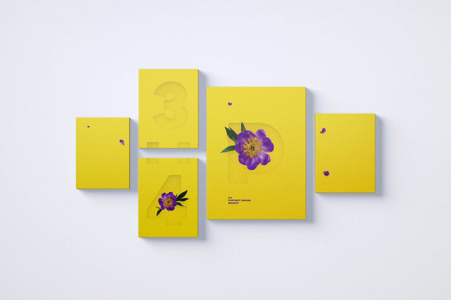 Array 3:4 Portrait Canvas Mockup Hanging On Wall, Front View