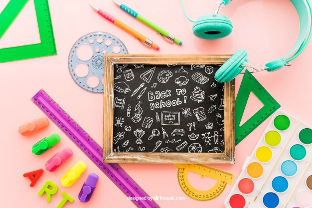 Art Concept With Slate And Rulers Psd