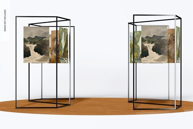Art Exhibition Metallic Modular Frames Mockup Psd