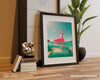 Art Frame Poster Mockup On The Floor Leaning Against The Cupboard Psd