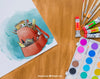Art Lessons' Materials With Watercolor Drawing Psd