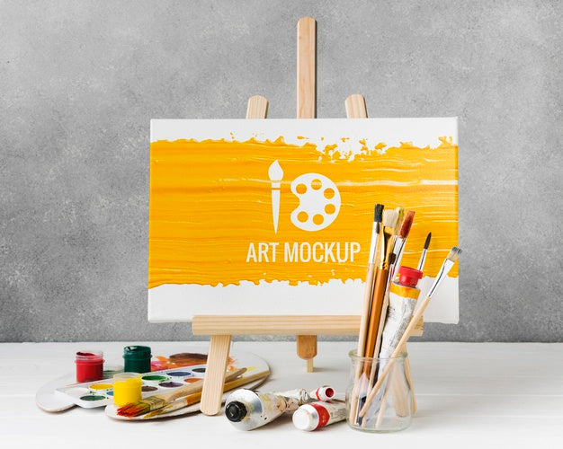 Art Mock-Up With Watercolors Psd