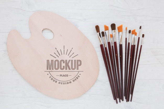 Art Studio Mock-Up Paint Accessories Psd