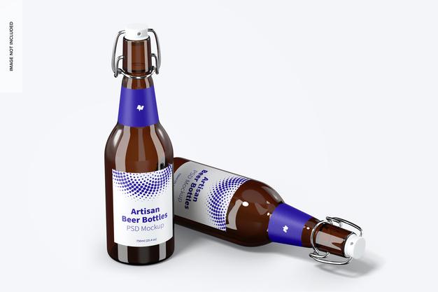 Artisan Beer Bottles Mockup Psd