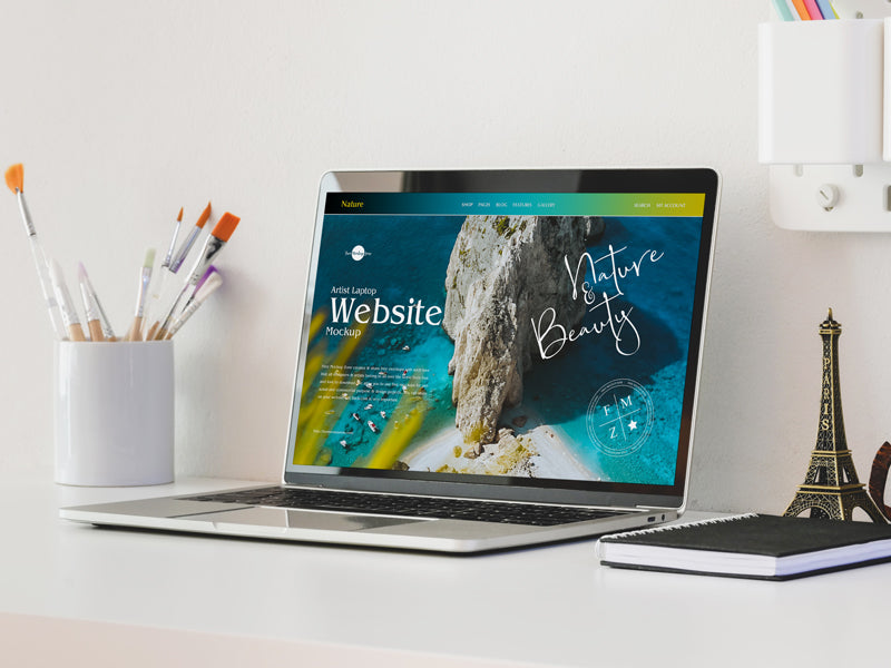 Artist Laptop Website Mockup