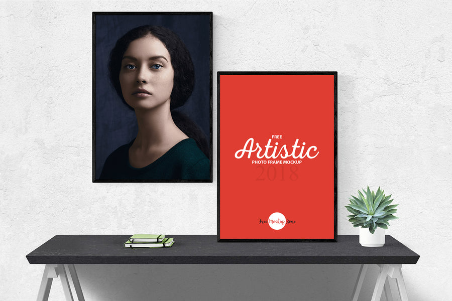 Artistic 2 Photo Frames Mockup