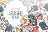 Artistic Draw For Sushi Bar Mock-Up Psd