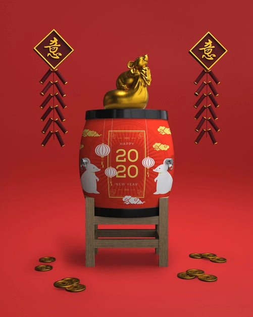 Artistic Ornaments Prepared For New Year Psd