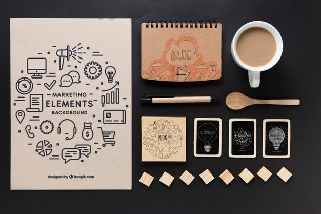 Artistic Photo Of Office Stuff With Sheet Mock-Up Psd