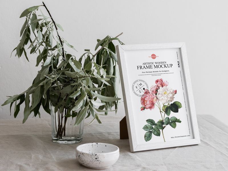 Artistic Wooden Frame Mockup Psd