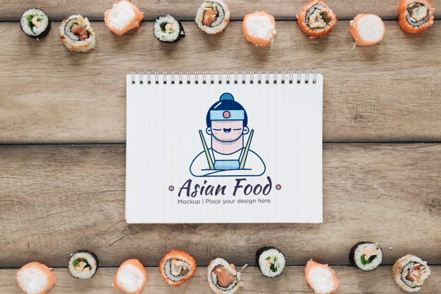 Asian Food Mock-Up With Sushi Psd