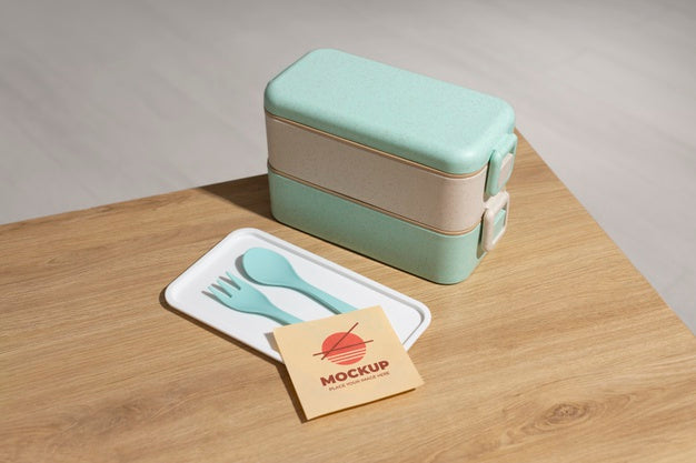 Assortment Of Bento Box With Mock-Up Card Psd
