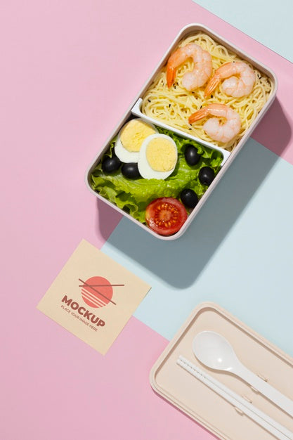 Assortment Of Bento Box With Mock-Up Card Psd