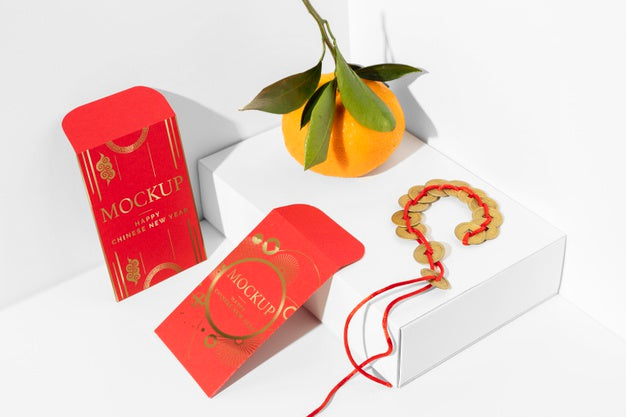 Assortment Of Chinese New Year Elements Mock-Up Psd