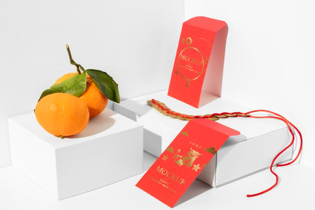 Assortment Of Chinese New Year Elements Mock-Up Psd