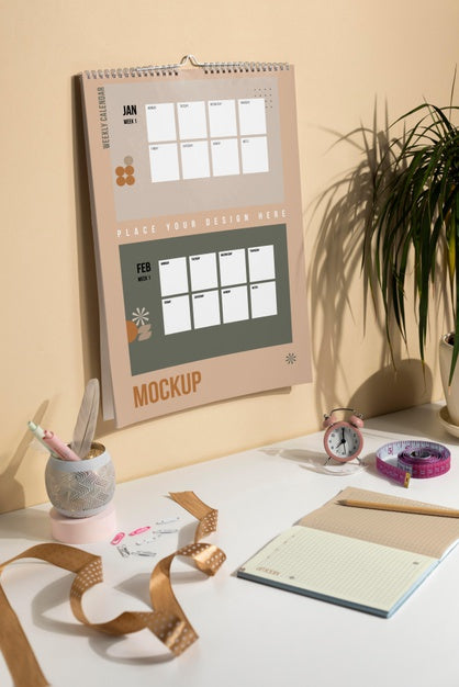 Assortment Of Mock-Up Wall Calendar Indoors Psd