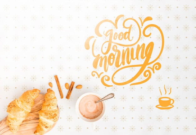 Assortment Of Morning Coffee And Croissants Psd