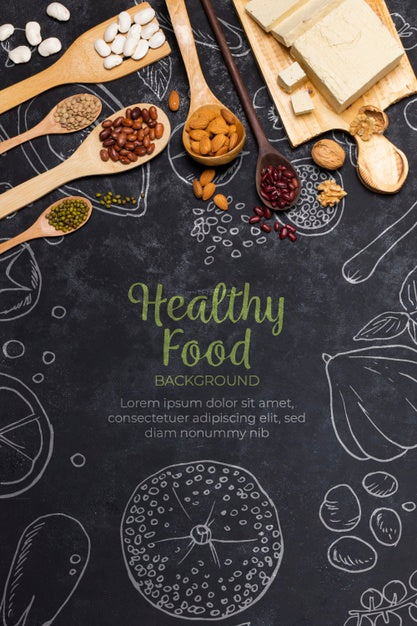 Assortment Of Nuts And Seeds On Wooden Spoons Psd