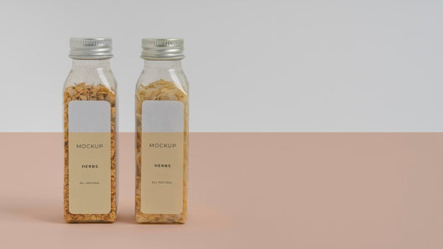 Assortment Of Spices With Label Mock-Up Psd