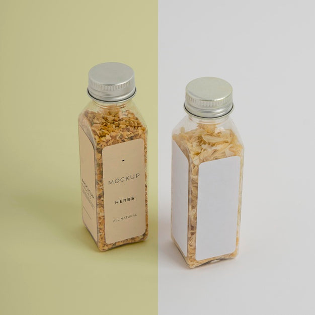 Assortment Of Spices With Label Mock-Up Psd