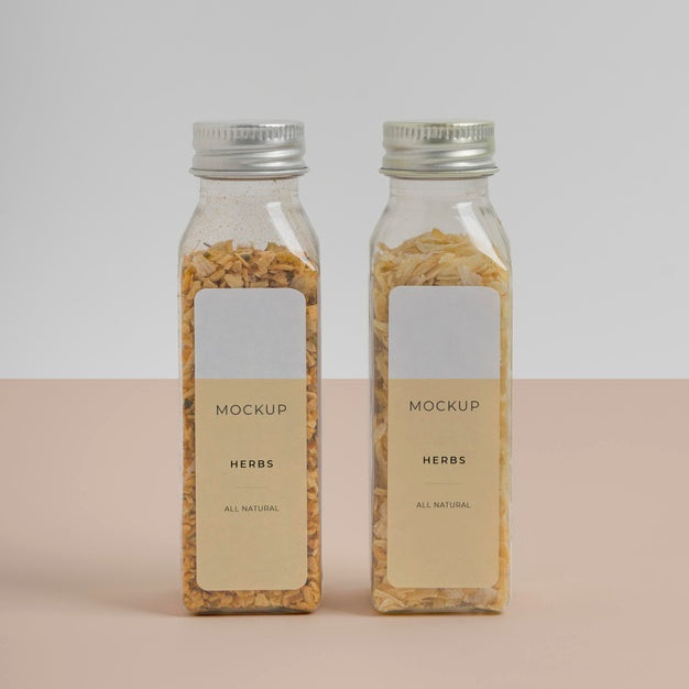 Assortment Of Spices With Label Mock-Up Psd