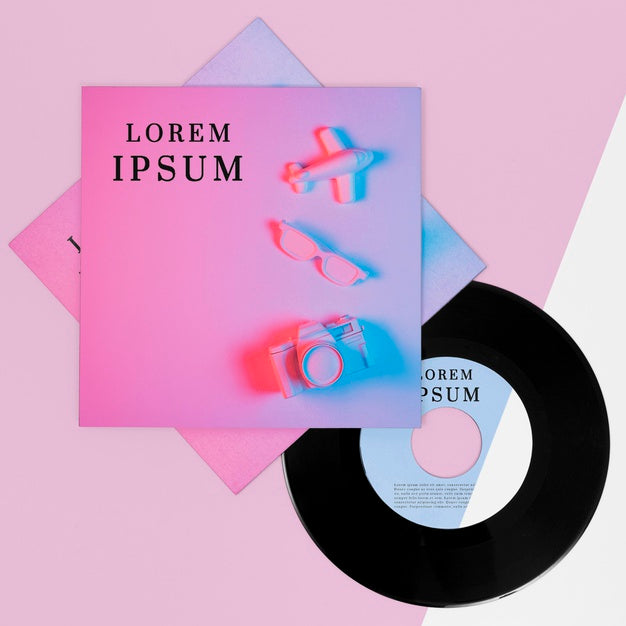 Assortment Of Vinyl Records Mock-Up Psd