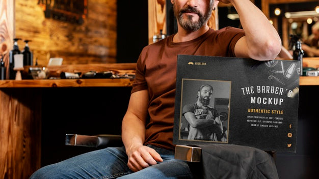 Assortment With Barber Shop Element Mock-Up Psd