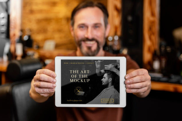 Assortment With Barber Shop Element Mock-Up Psd