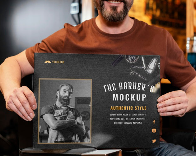 Assortment With Barber Shop Element Mock-Up Psd