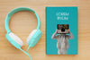 Assortment With Book Cover Mock-Up And Headphones Psd