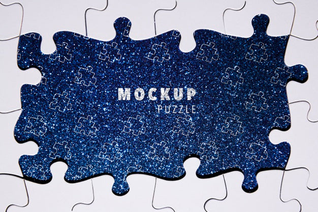 Assortment With Puzzle Pieces On Glitter Background Psd