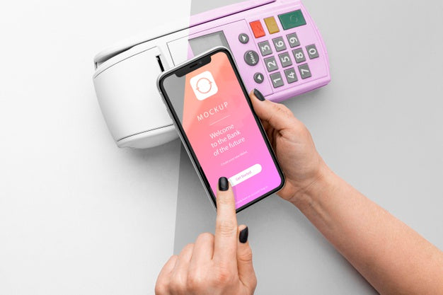 Assortment With Smartphone Payment App Mock-Up Psd