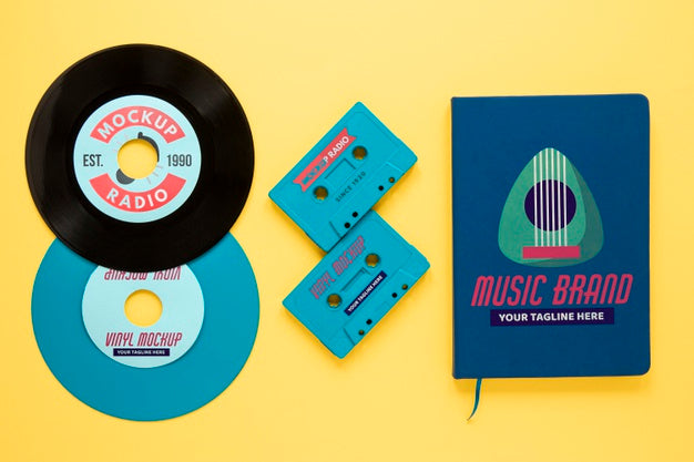 Assortment With Vinyl Records Mock-Up Psd