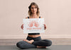 Athletic Young Woman Holding Mock-Up Banner While Doing Yoga Psd
