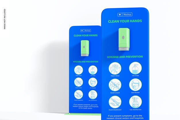 Automatic Hand Sanitizer Stands Mockup Psd